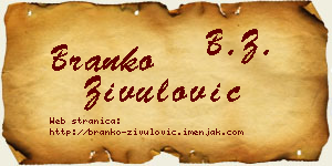 Branko Živulović vizit kartica